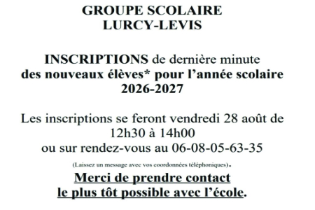 Inscriptions scolaires de dernière minute